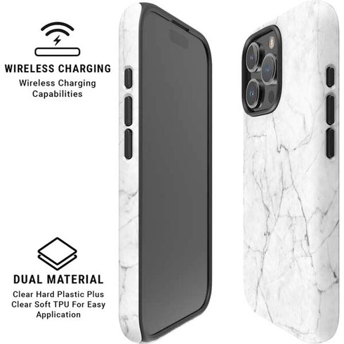 White Marble iPhone 16 Pro Max Magsafe Impact Case
